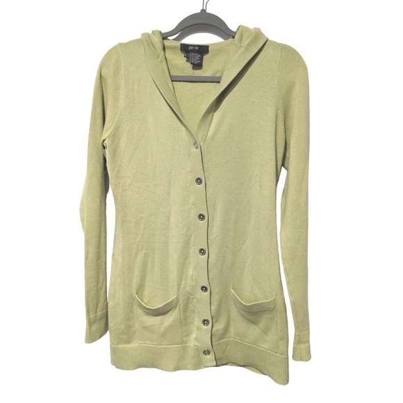 Per Se Sweaters - Per Se Silk Green Button Down Cardigan Long Sleeve Sweater